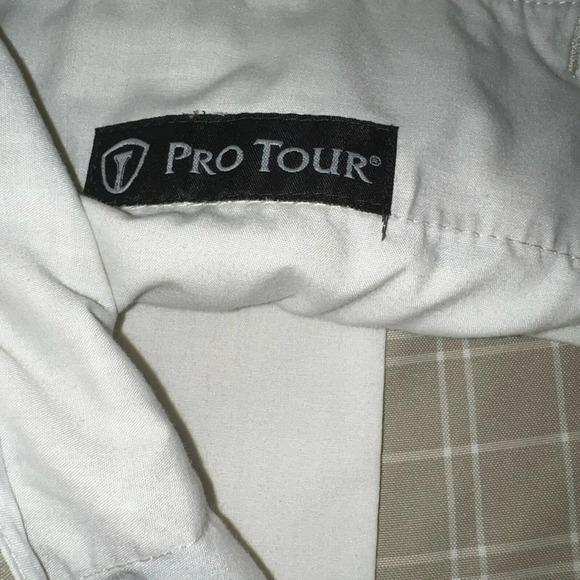 Pro tour, 36, 4 Pocket Belt Loop, button zip olive-tan plaid golf shorts - Picture 5 of 7
